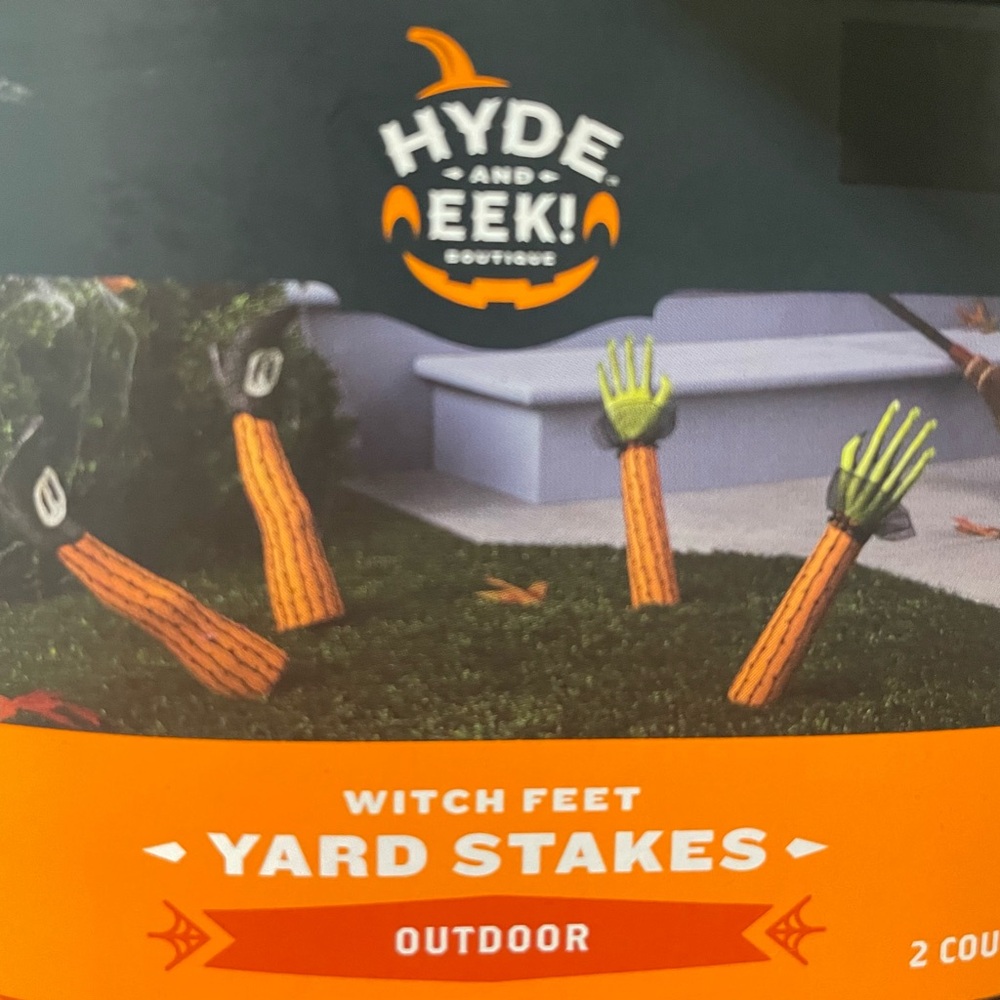 Hyde and Eek! 2pc 22.5” Witch Feet Yard Stakes - Halloween Decorative Prop